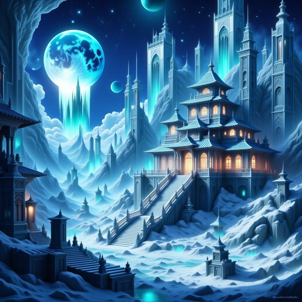 <lora:Building Madness:1.0> House of Ice and Shadows