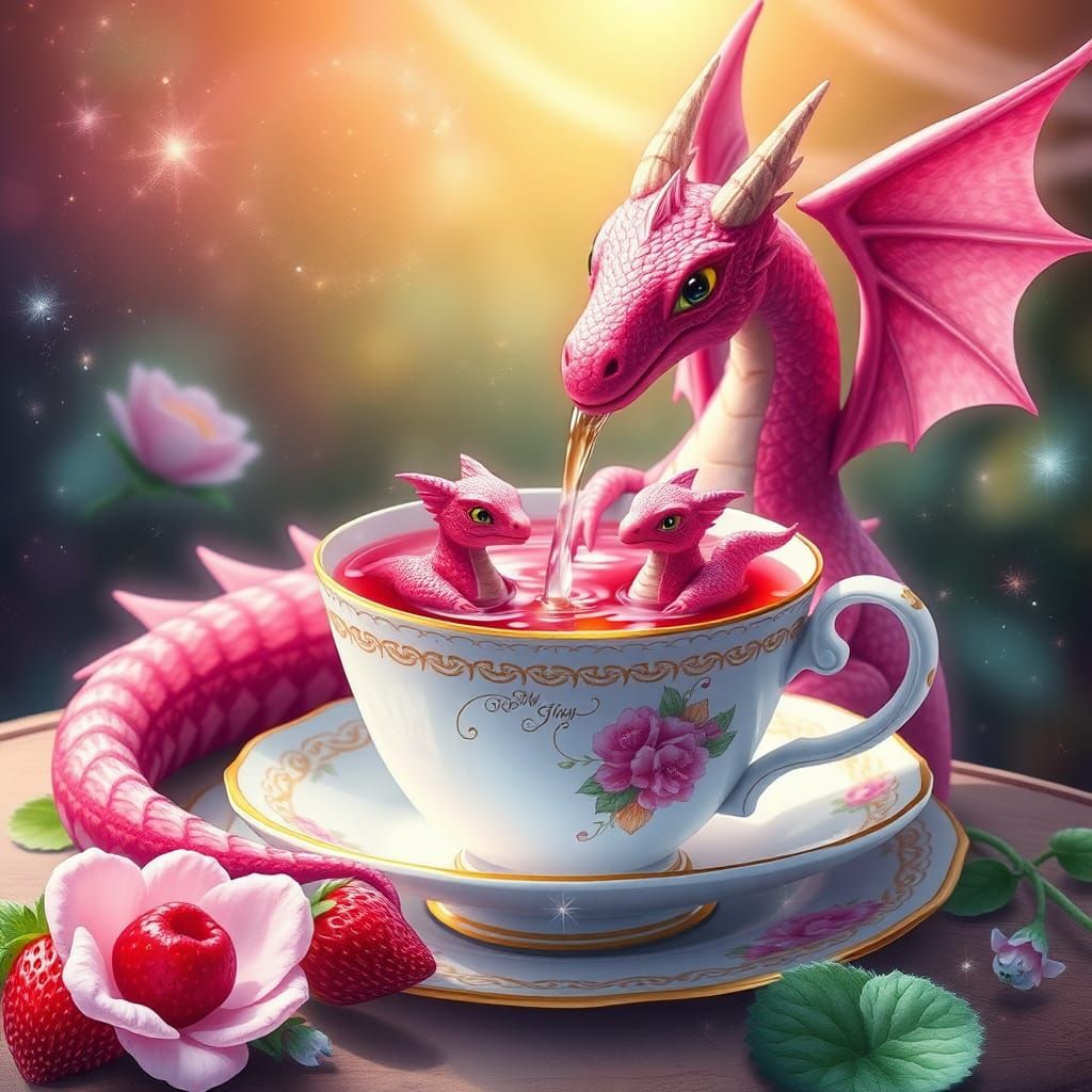 Crystal Dragon's Strawberry Tea Party: Holographic Illustrat...