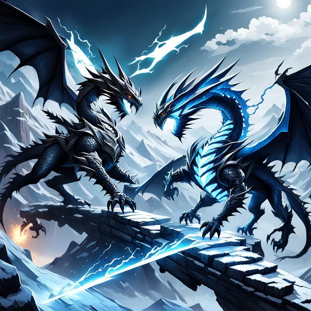 Electric and Ice Dragons Duel on Shadow Dragon