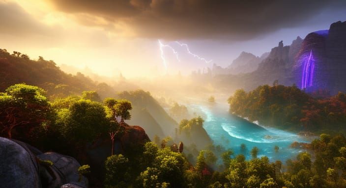 Hyperrealistic Thunderstorm Fantasy Art in Unreal Engine 5