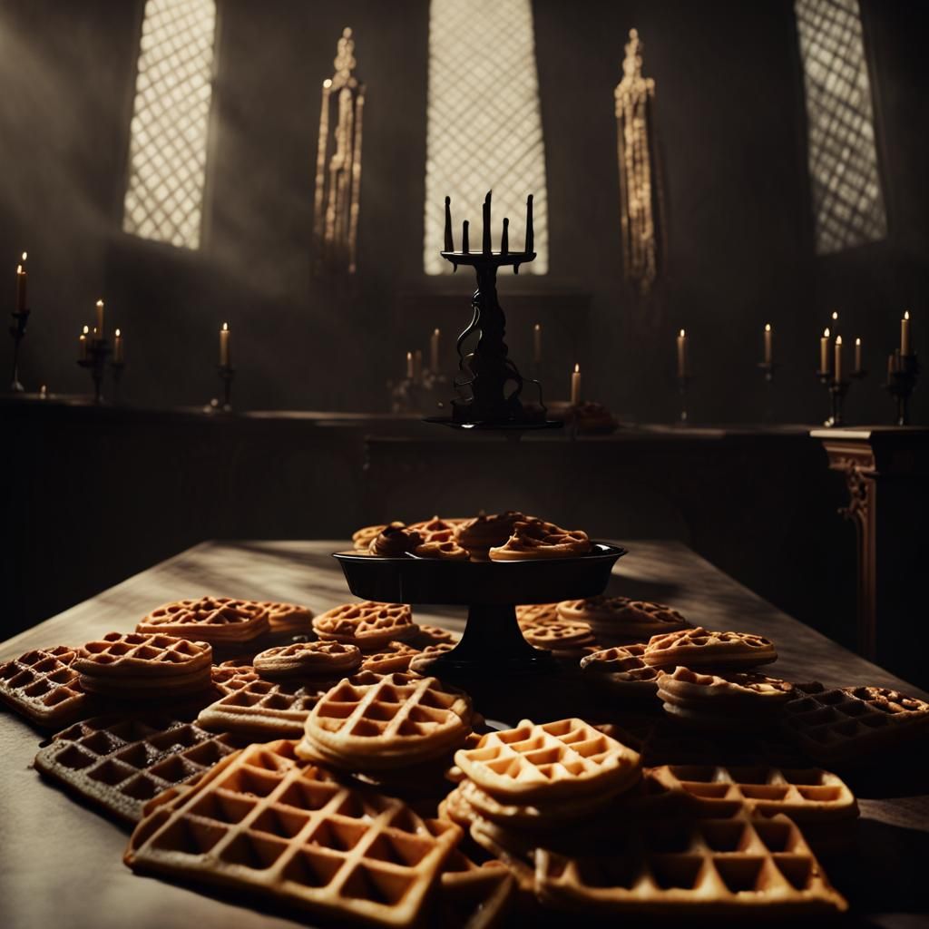 Cinematic Waffle Altar in Golden Hues