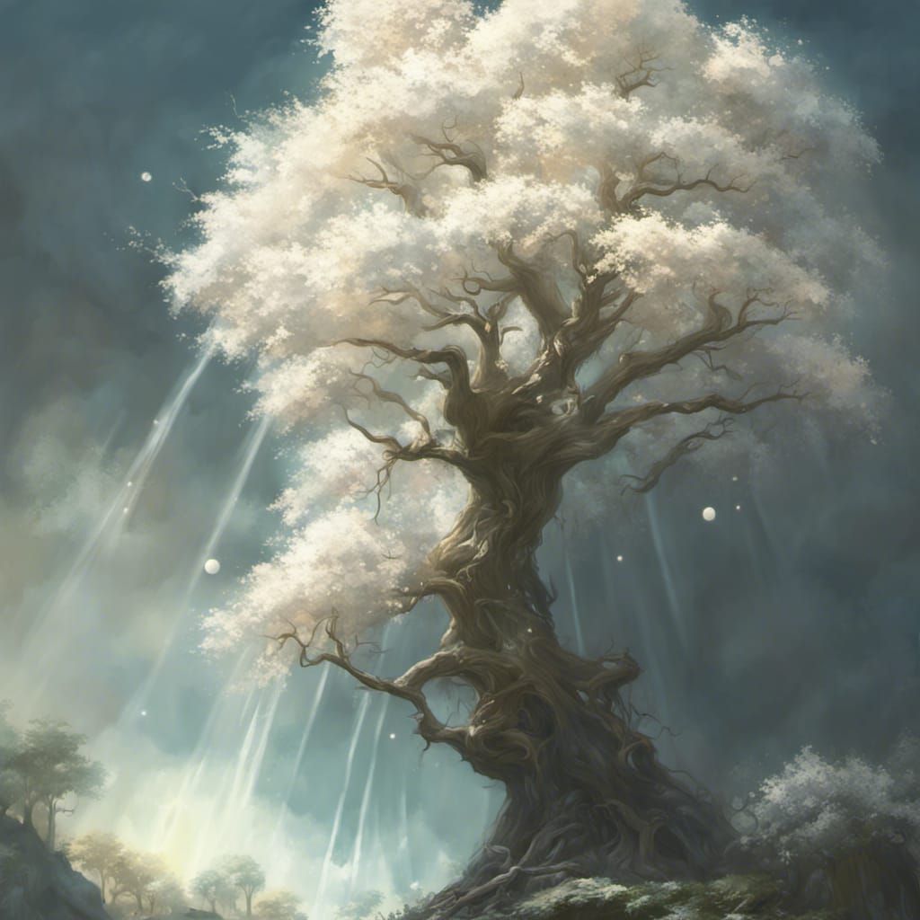 Ethereal Blossoming Tree Fantasy Art