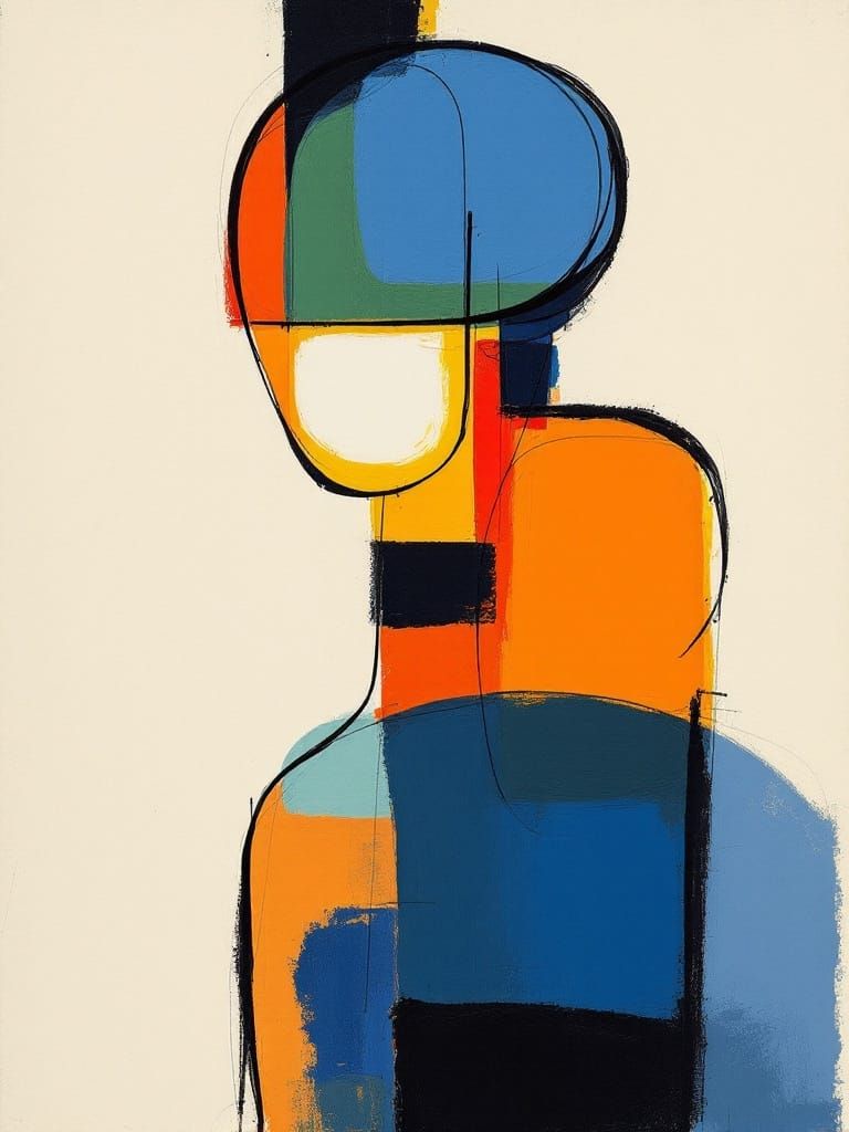 Abstract Figure with Bold Brushstrokes and Vibrant Colors