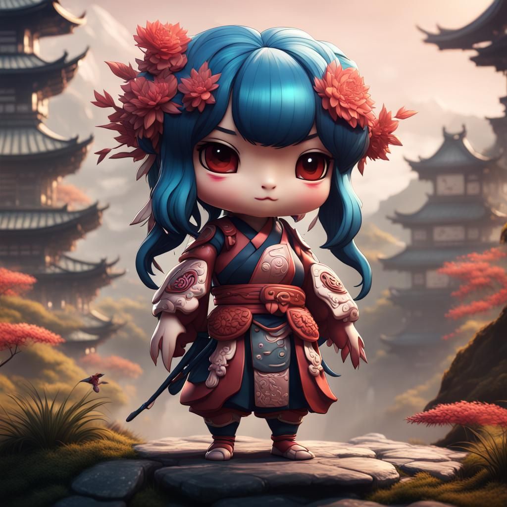 Chibi Female Japanese Kappa: Fantasy Concept Art