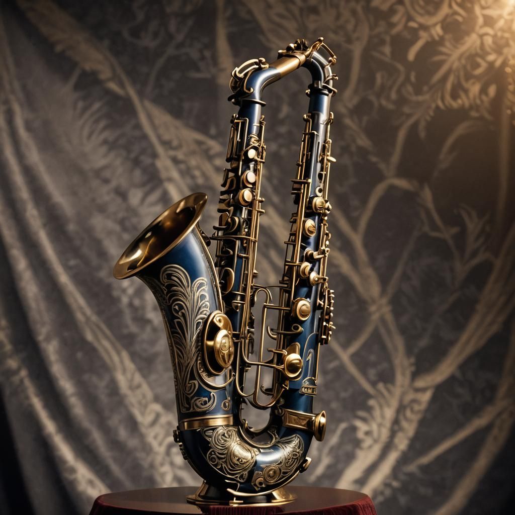 Luxurious Art Deco Saxophone in a Jazz Club Setting