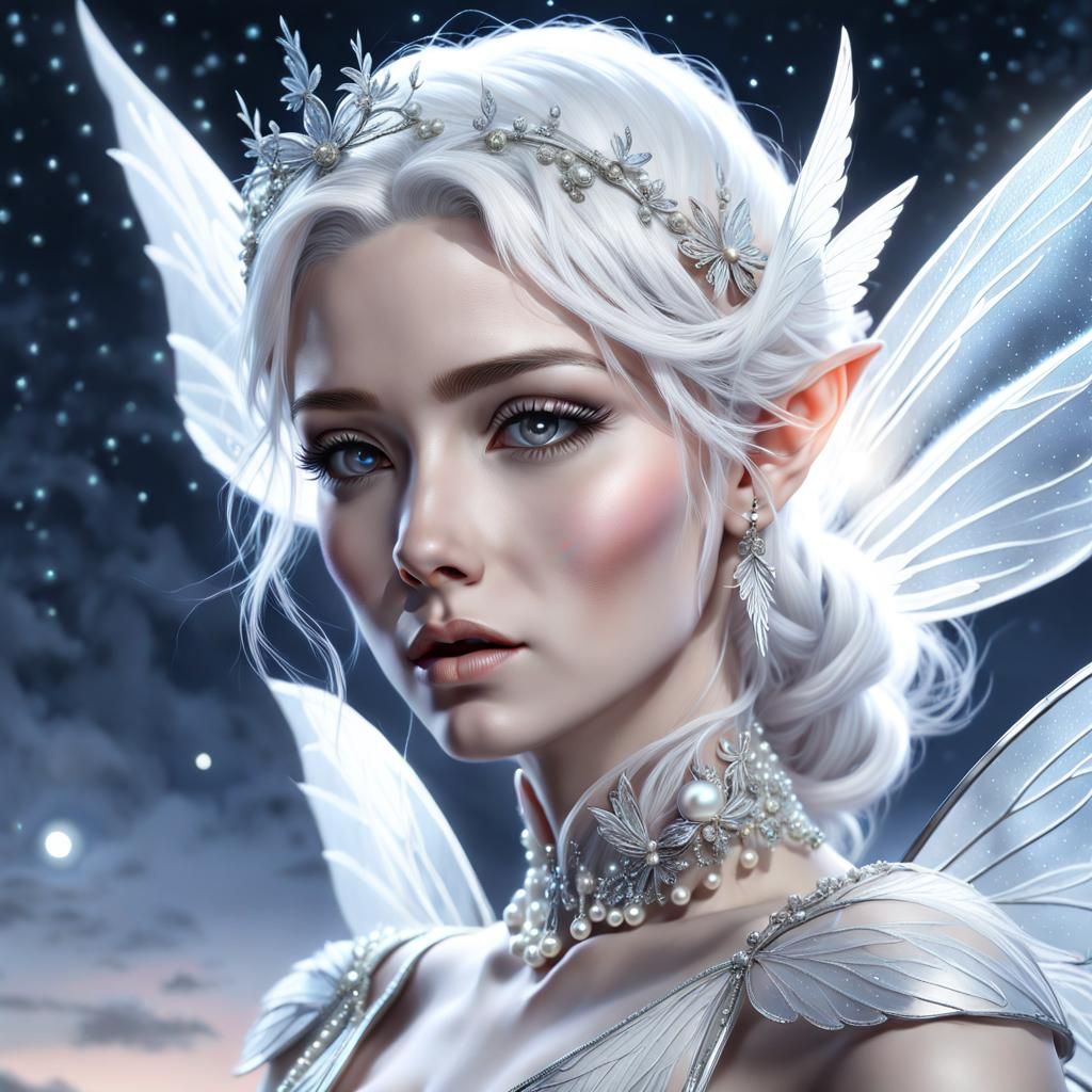 Frost Fairy Portrait in Hyperrealist Digital Painting
