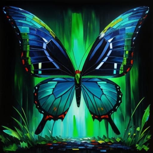 Colorful Mosaic Patchwork in Expressionist Impasto Style