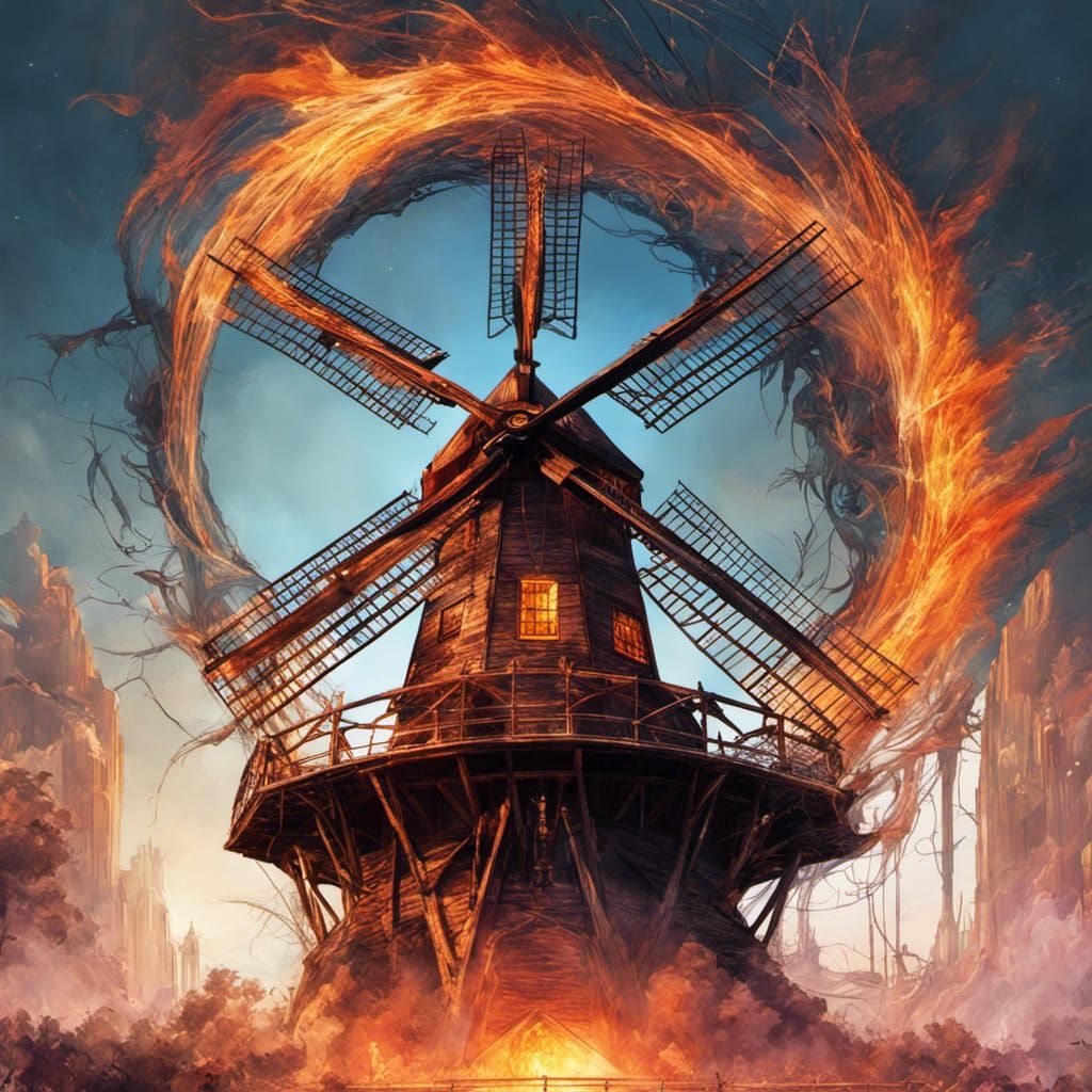 Haunted Flaming Windmill in Burning Realm