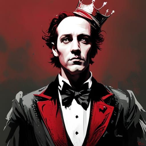 Victorian King of Hearts Portrait with Graffiti Art