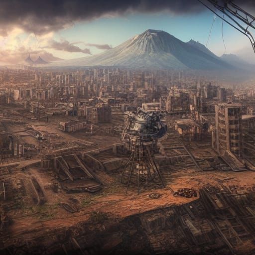 Cattlepunk City: Hyperrealistic Digital Matte Painting