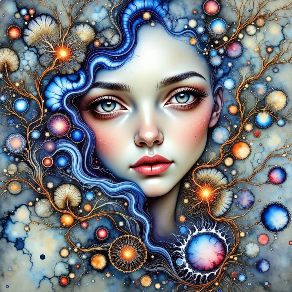 Ethereal Fairy in Gustav Klimt-Inspired Art Nouveau Setting