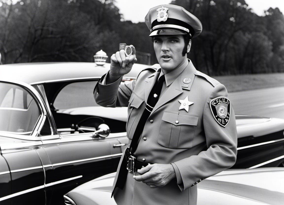 Elvis presley pretending to be a policeman