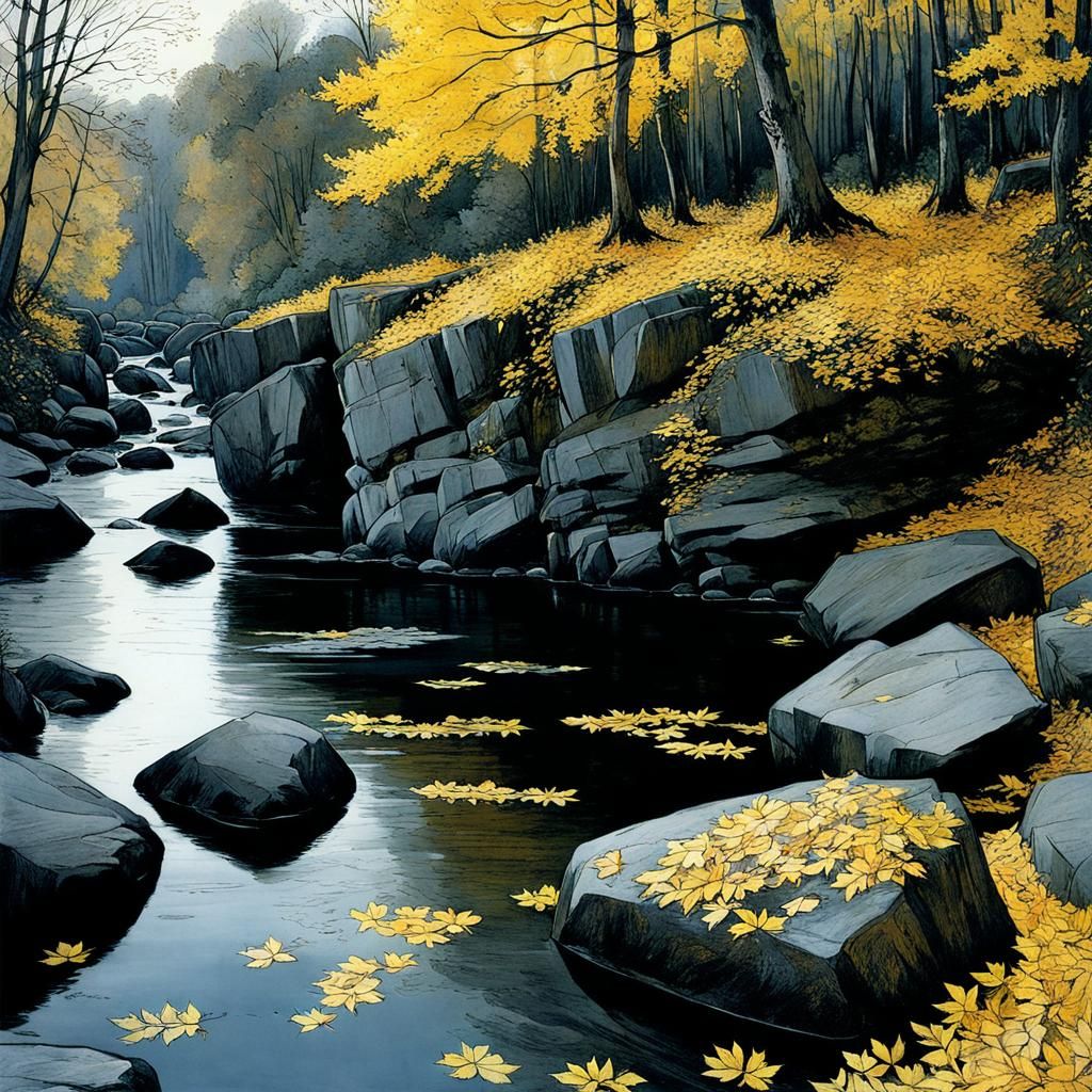 Autumnal Stones and Water in Fairy Tale Style