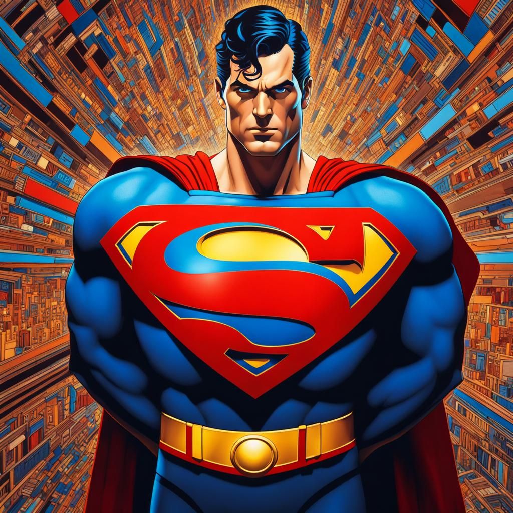 Superman in Pop Art Style with 3D Shading