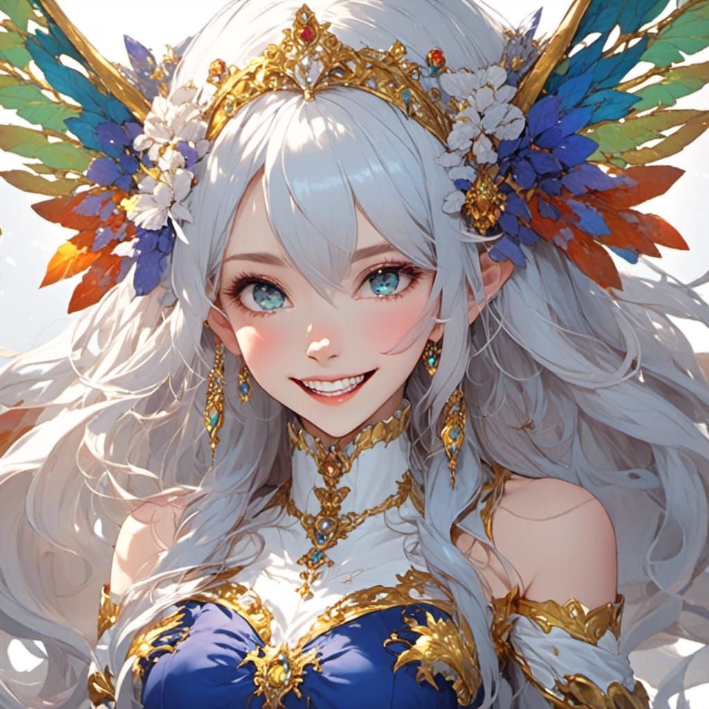 Anime Style Portrait of a Smiling Woman