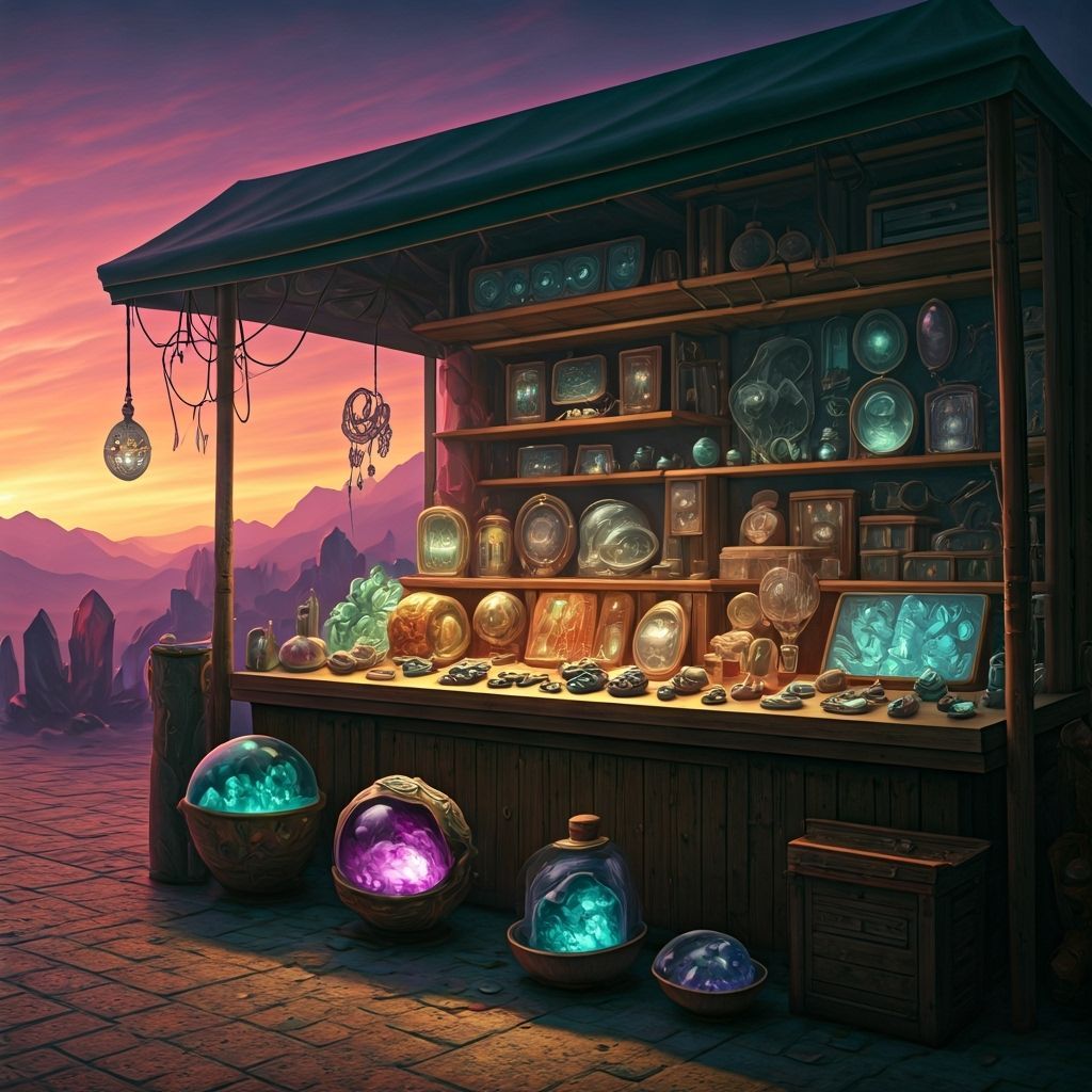 Exotic Market Stalls with Futuristic Gadgets