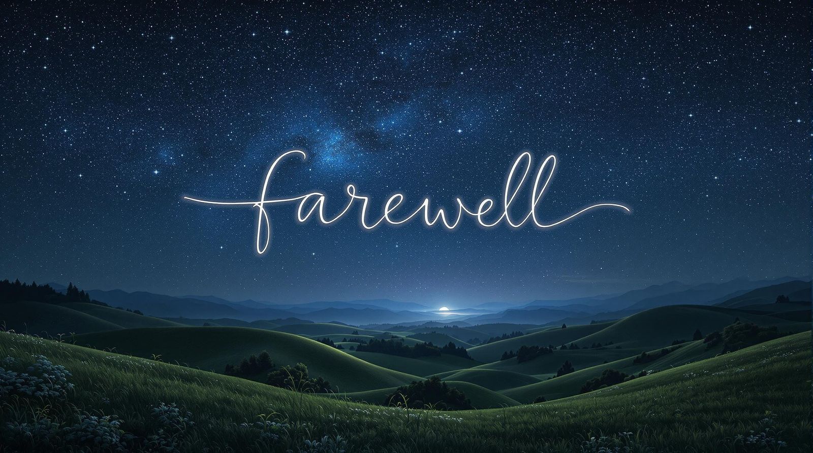 Ethereal Starry Night Landscape with Lush Foreground