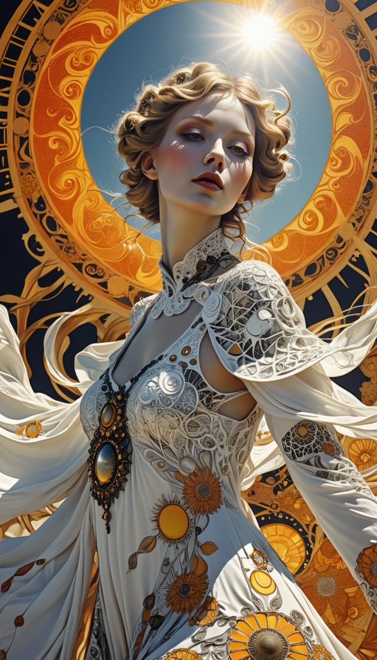 Melting Snowgirl. Sun fashion Catwalk. Style of Pop_Art_Nouv...