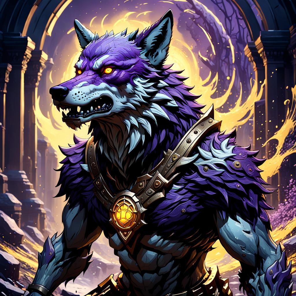 Humanoid Wolf Assassin in Dark Fantasy Style