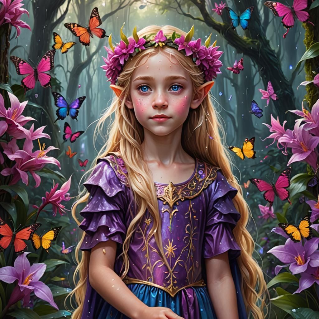 Elven Child in Mystical Forest, Detailed Digital Art