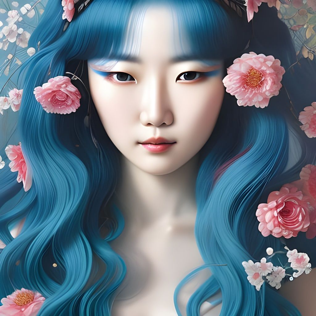 Japanese Girl Portrait in Detailed Maximalist Style
