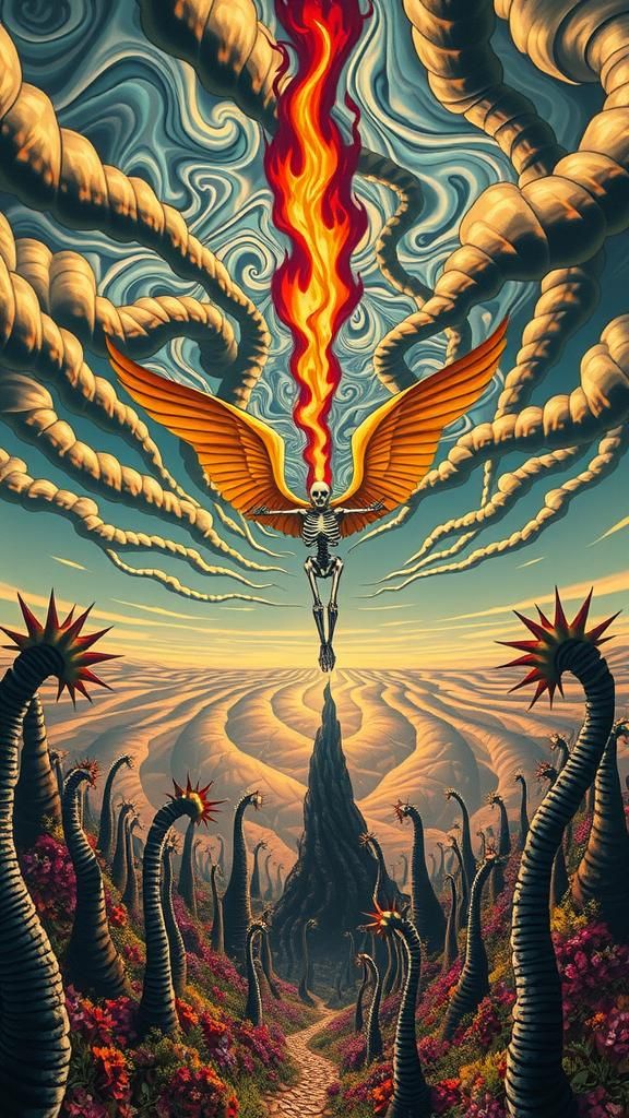 Surreal Landscape with Elastic Flora, in Vivid Colors