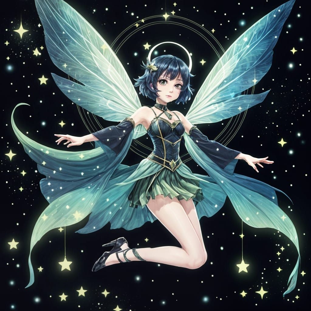 Anime Fairy Dance in a Starry Sky