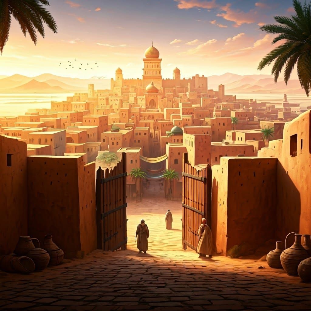 Desert Cityscape: A Desert Port on the Horizon