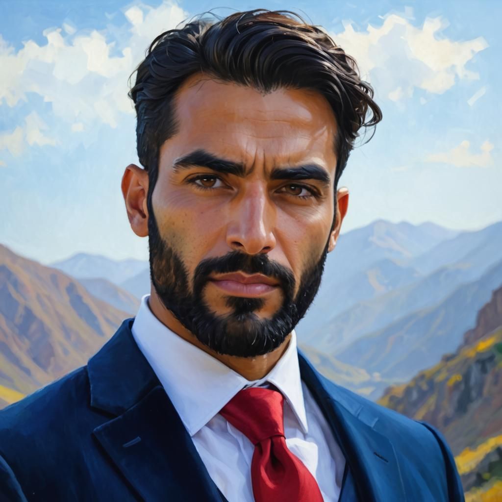 Portrait of Man in Blue Suit, Impasto Expressionism