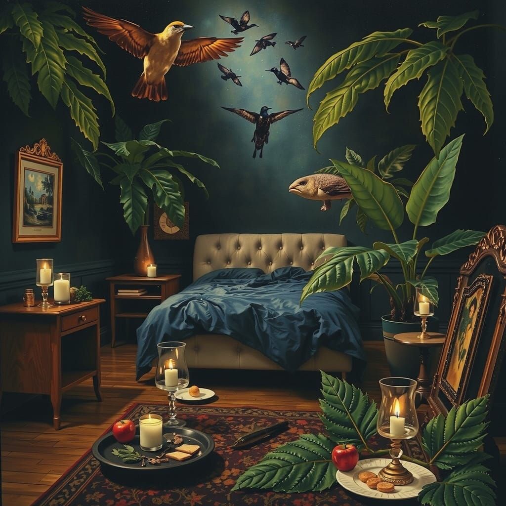 Tropical weather system in south of the chocolate confections is a dark bedroom lit by candlelight and wash painting