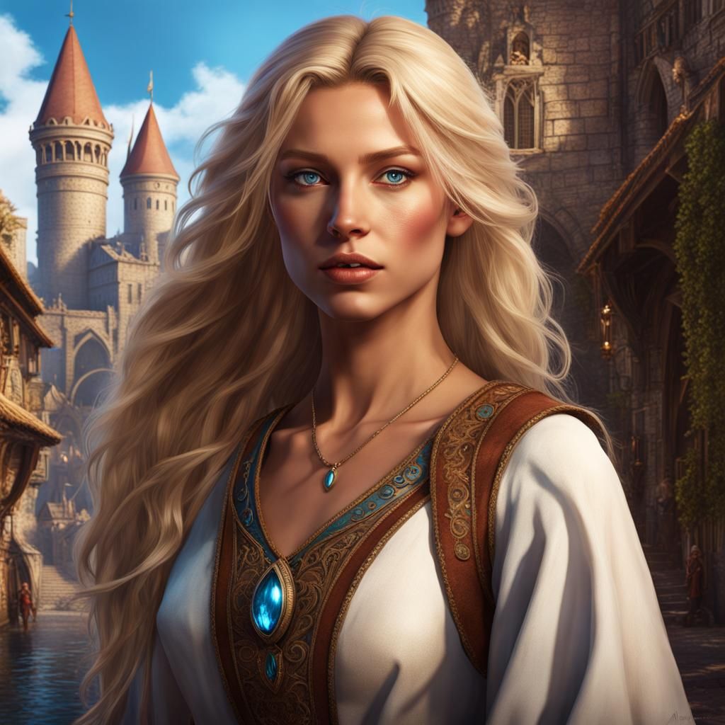 Ethereal Teen in Renaissance City, Fantasy Concept Art