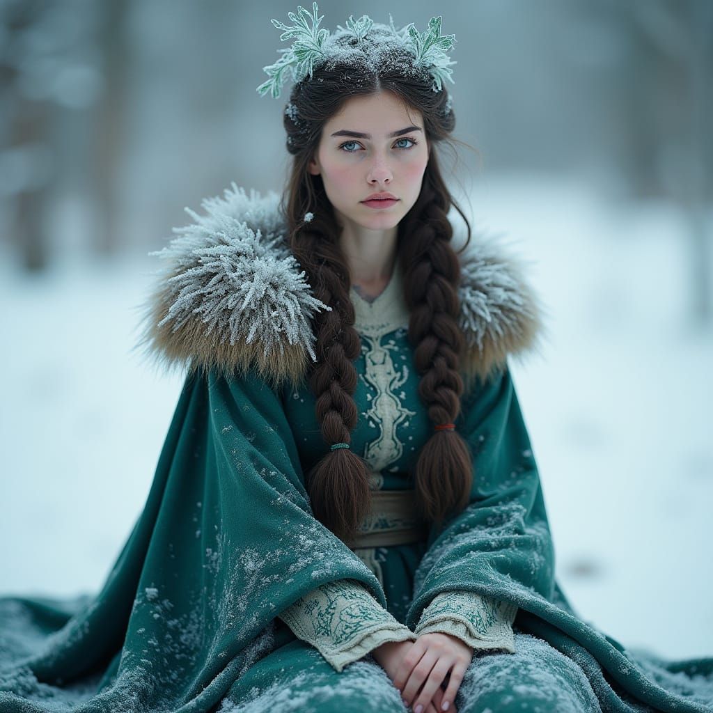 Viking Winter Goddess Rindr in Ice Crown