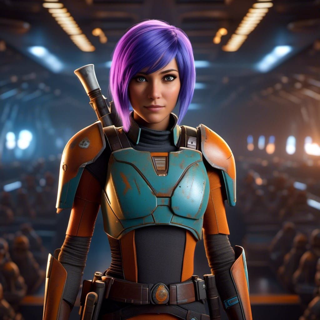 Sabine Wren CGI Portrait in Disney Animated Style