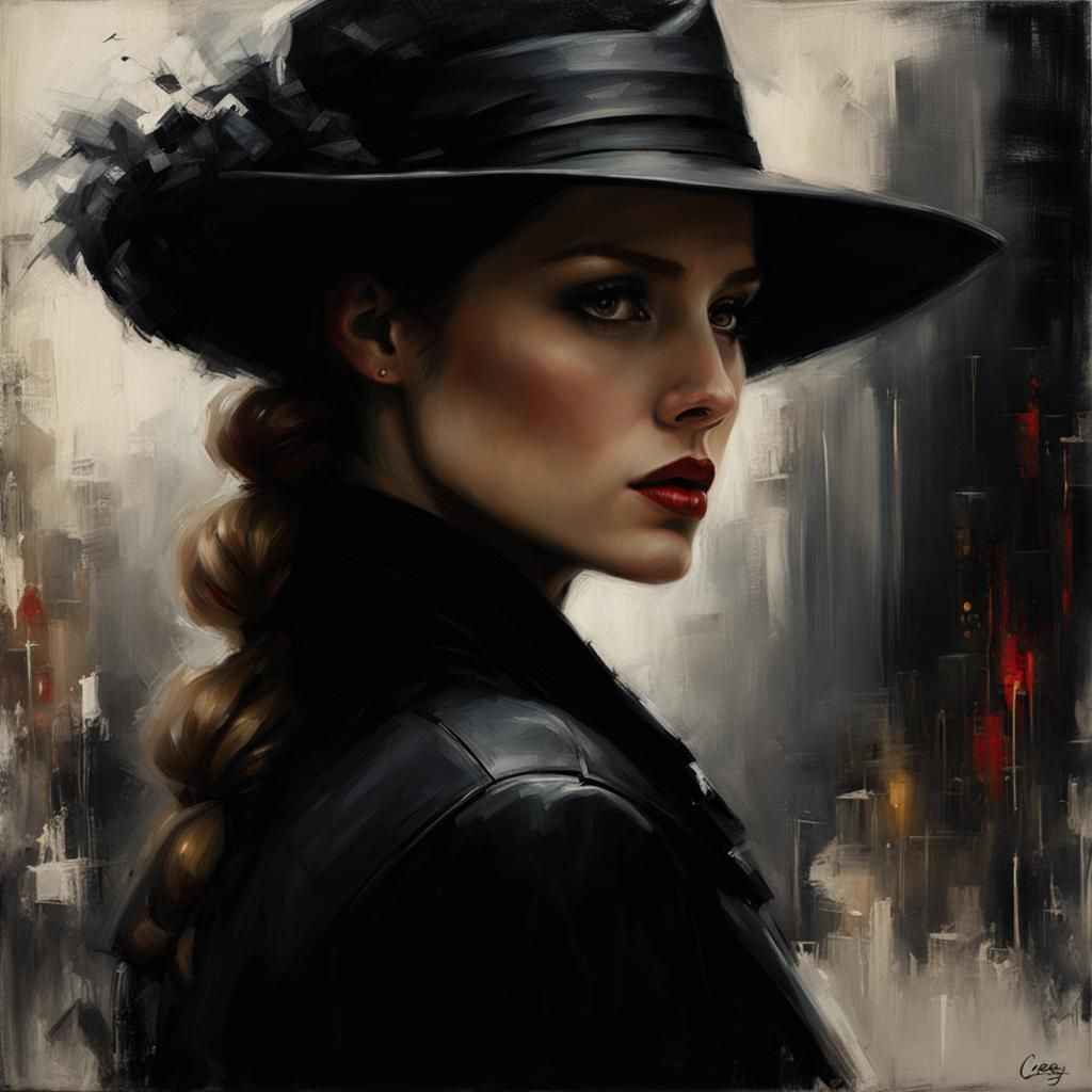 Woman in Black: Realistic Portrait