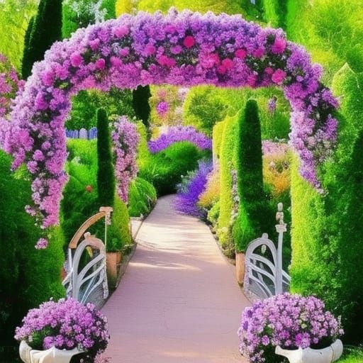 Beautiful romantic garden with magical vibes