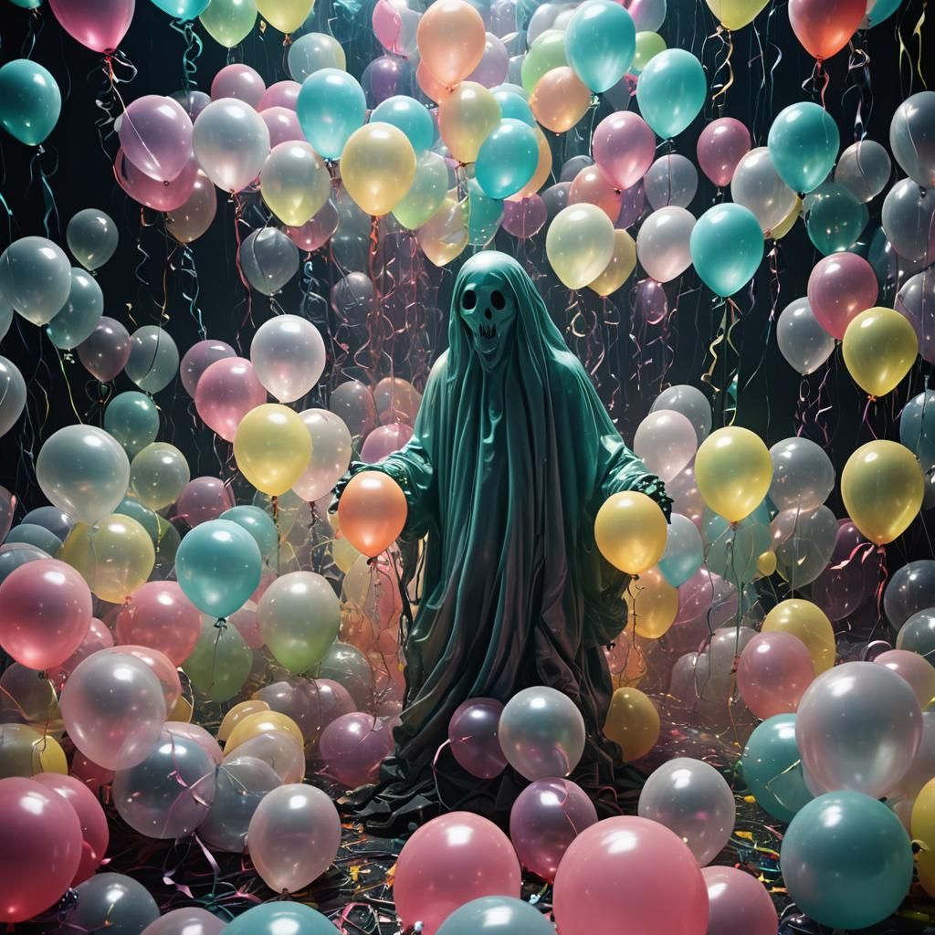 Radioactive Balloon Ghost Meltdown in Surreal Style