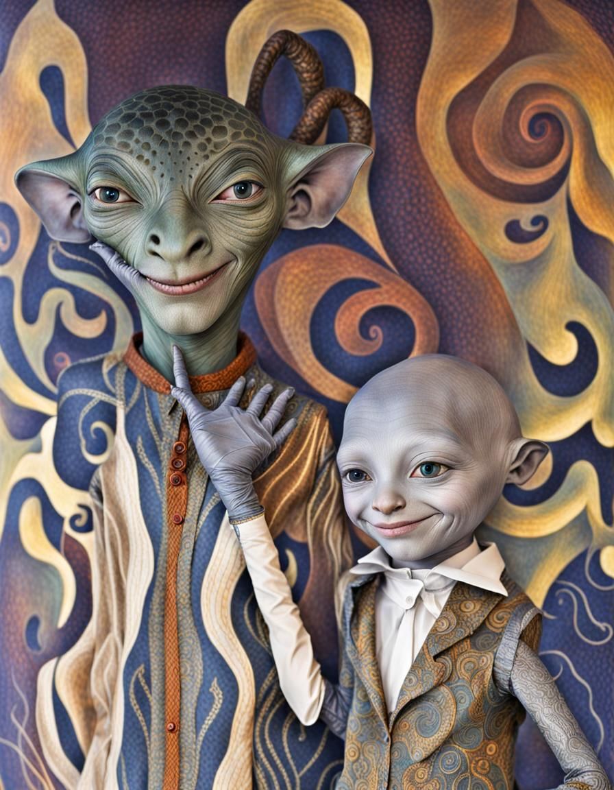 Surreal Alien Restaurant Celebration: Gritty Photographic Ma...