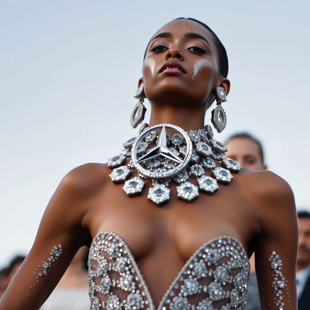Glamorous Model Wears Mercedes-Benz Accented Diamonds on Par...