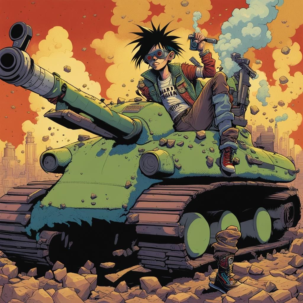 Tank Girl Comic Art in Jamie Hewlett Style