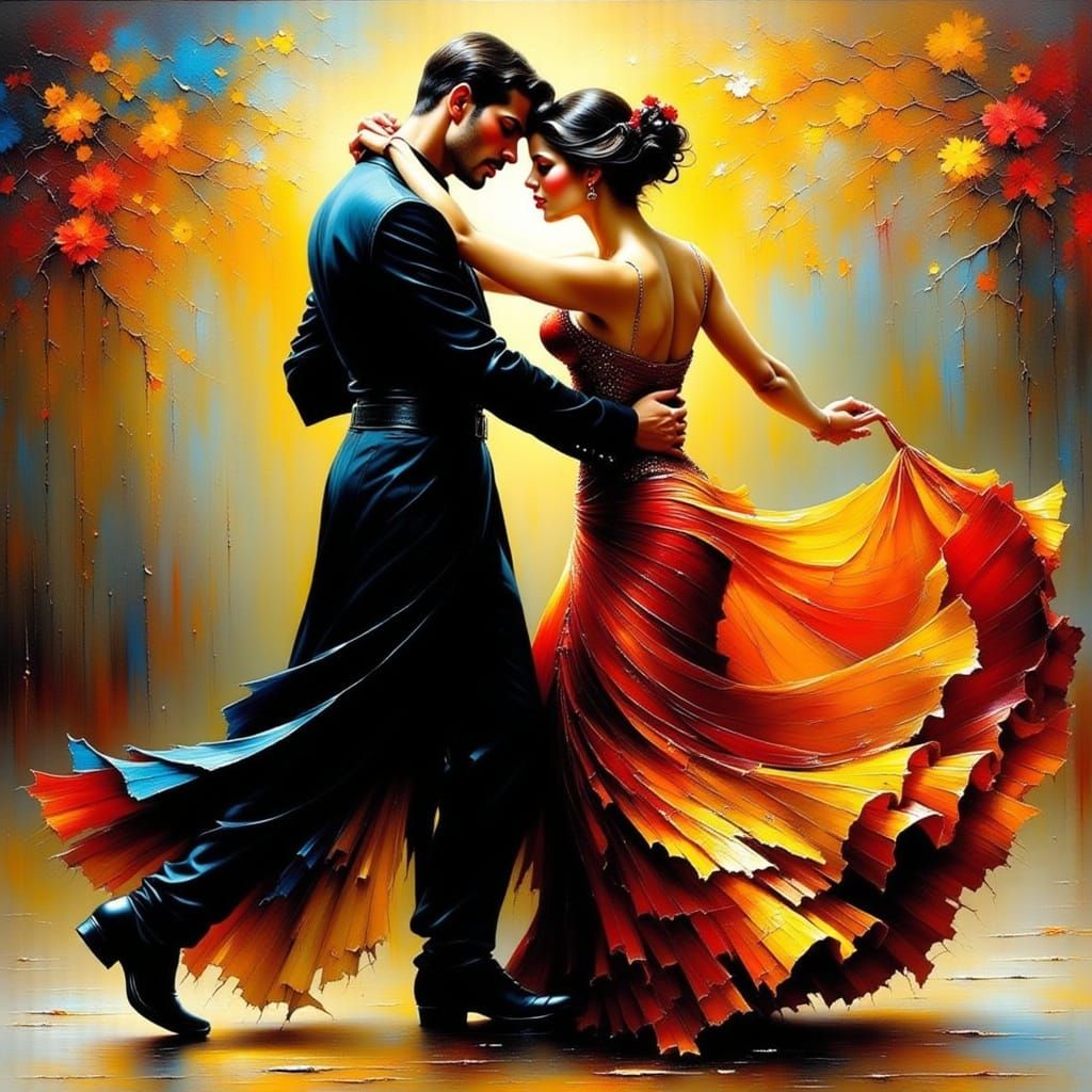 Ethereal Tango Dancer in Cyberpunk Haze