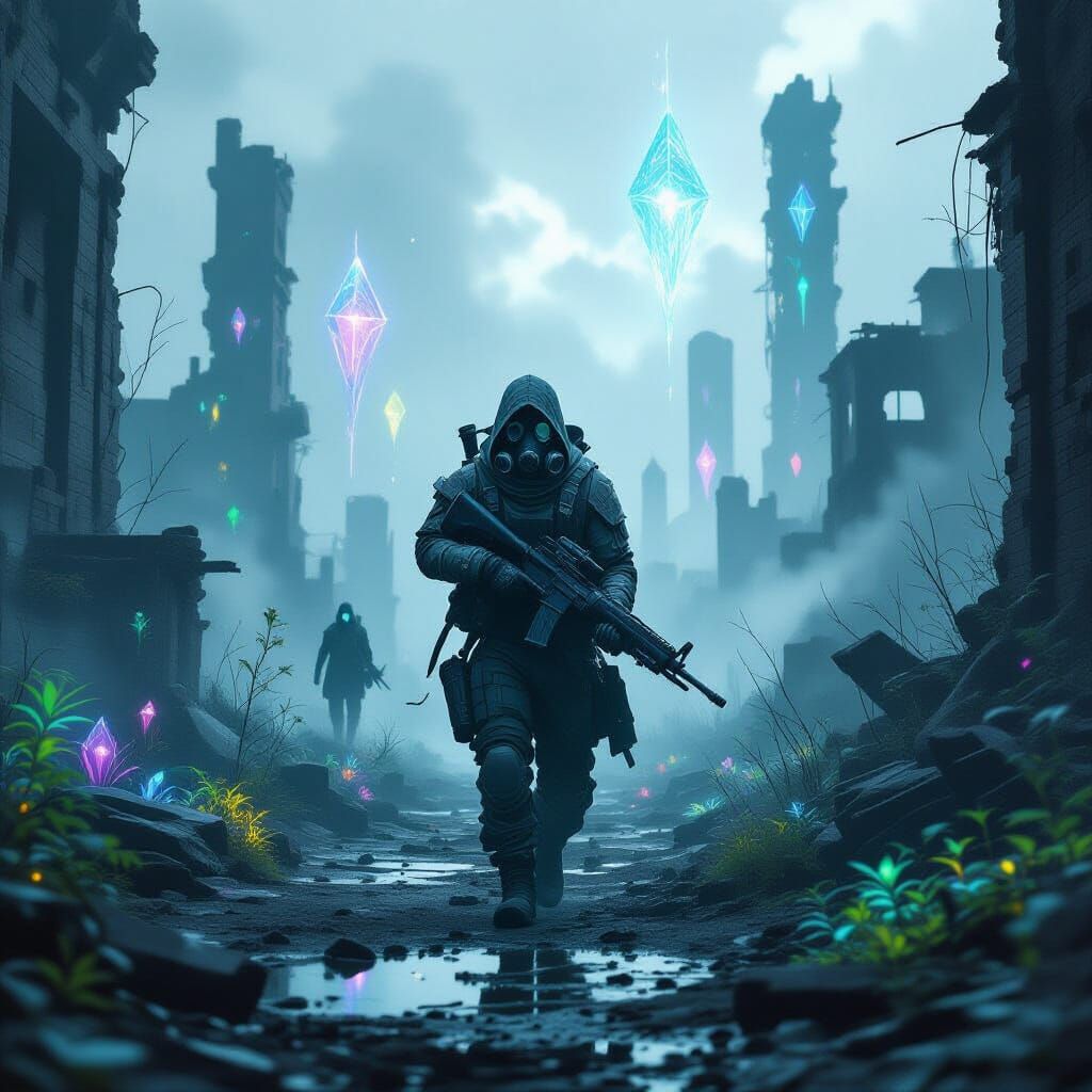 Lone Stalker in Arcane Post-Apocalyptic Ruins