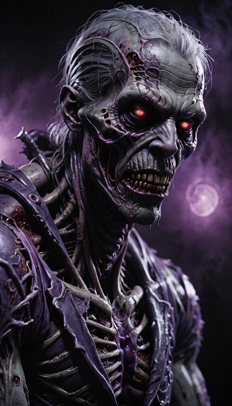 Zombie in T-Pose with Purple Light, Digital Illustration