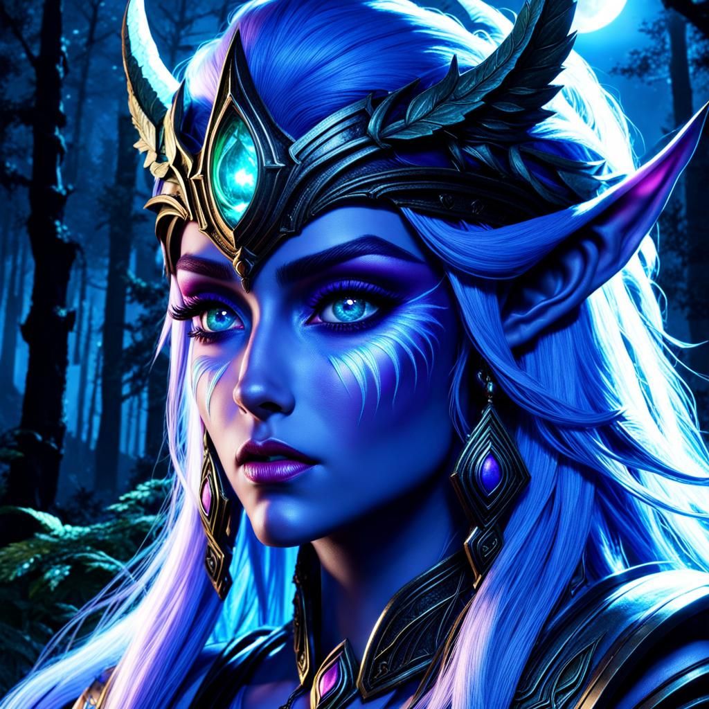Tyrande: Priestess of the Moon in Hyperreal Moonlight