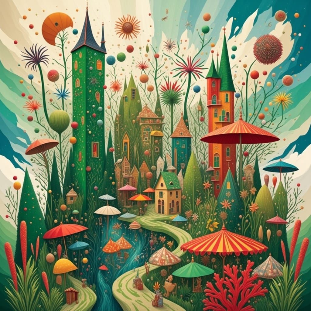 Surreal Planet Garden in Minty Snowscape