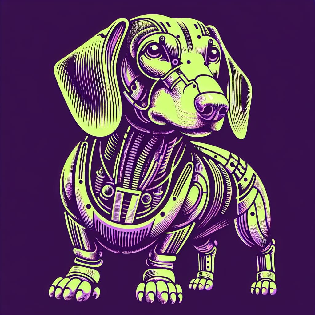 Cyberpunk Dachshund in Vector Art Style