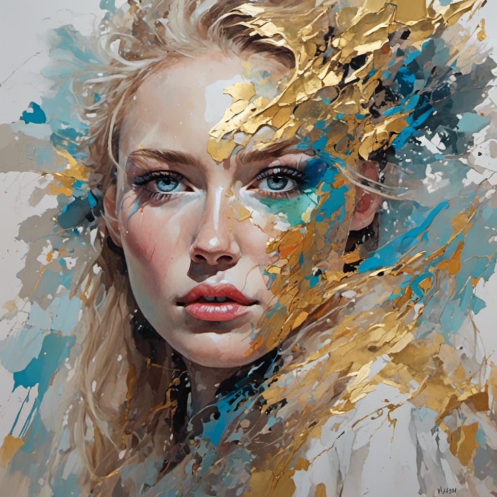 Mikaela Shiffrin Celebrates in Abstract Oil Painting