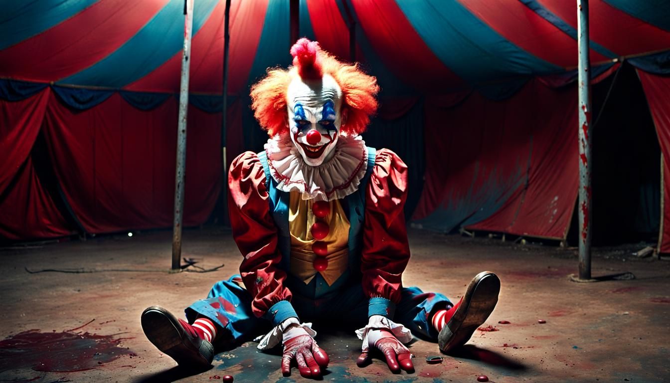 Desperate Clown in Abandoned Circus: Francis Bacon Style