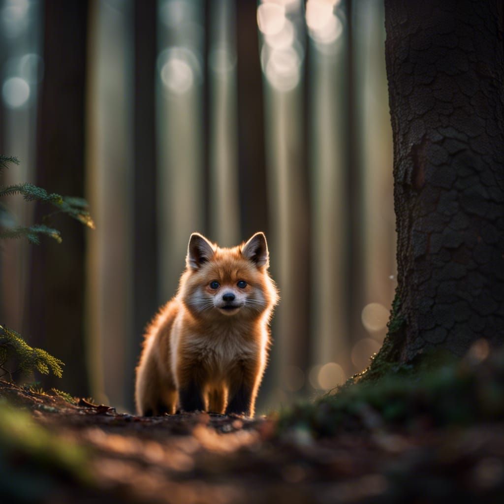 Gox in the Woods: Hyperrealistic Cinematic Photograph