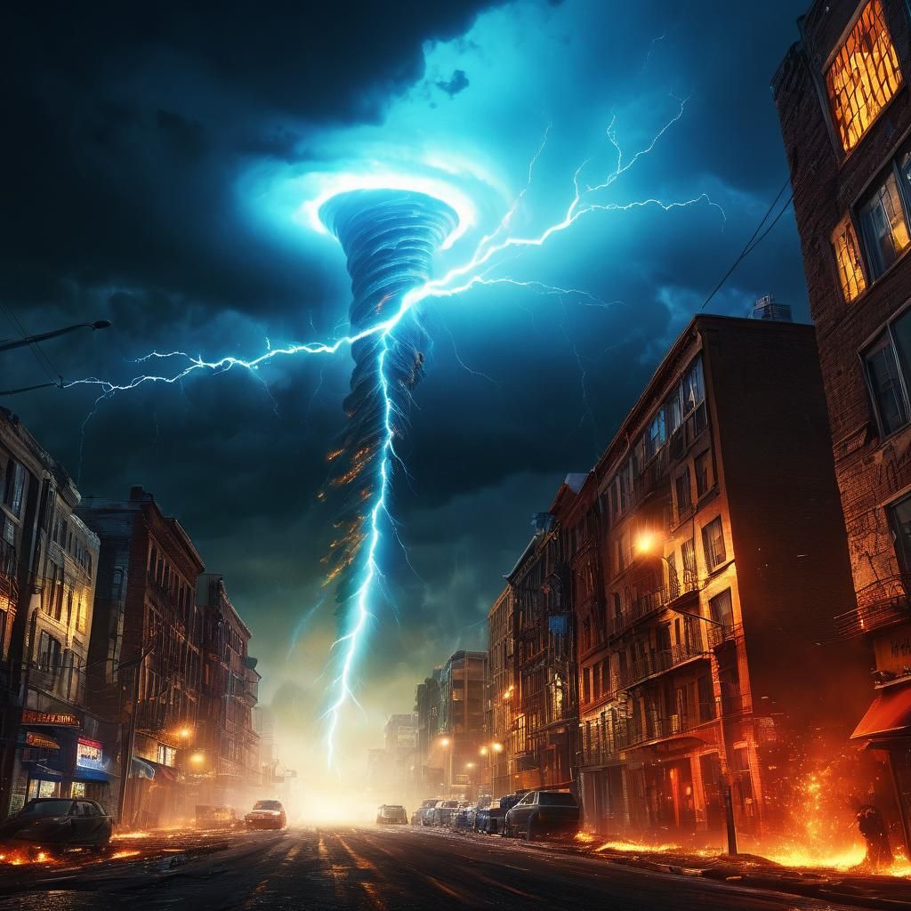 Glowing Fantasy Tornado in the City 1