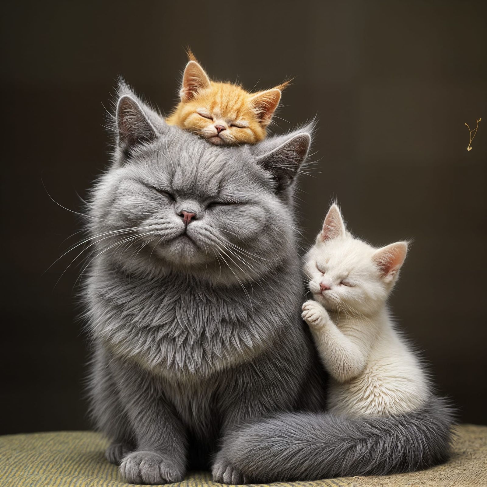 Four Cats Sleeping in Realistic Style